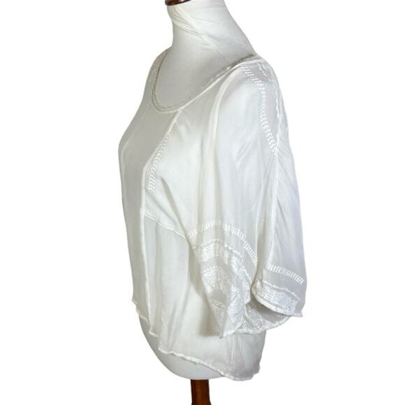 Twelfth Street by Cynthia Vincent Cream Silk Embroidered Blouse Size M - Picture 2 of 7